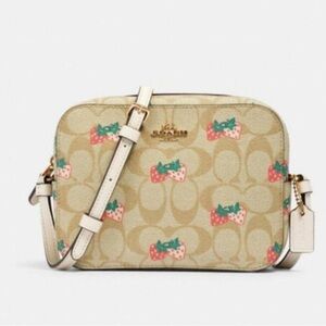 COACH Strawberry Print Mini Camera Bag Purse Crossbody